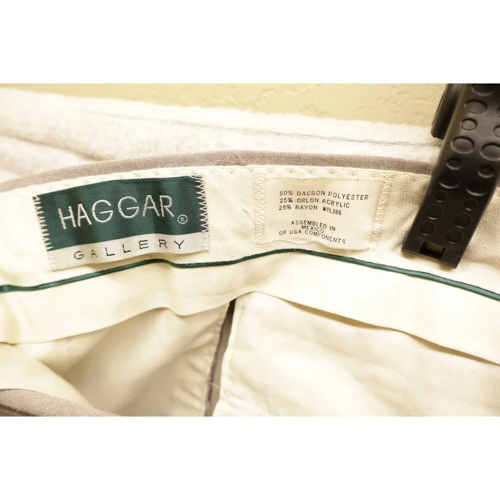 Gallery By Haggar Men's 32X30 Cream Wool Blend Pleated Dress Pants Preppy Career